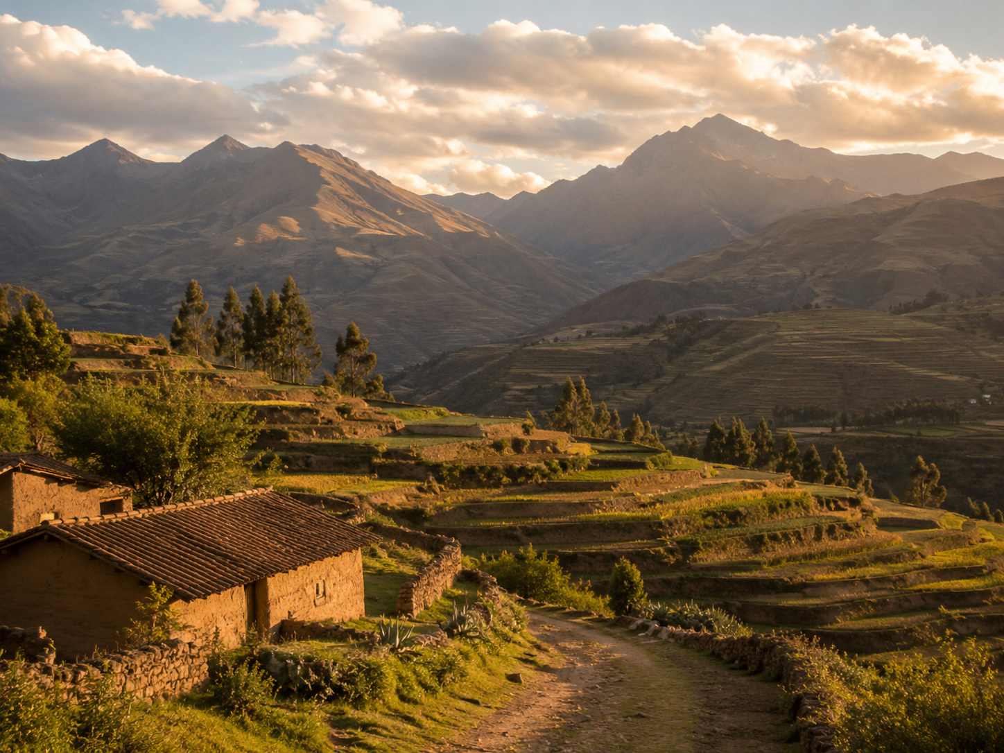 Paisaje de campo ayacuchano al atardecer